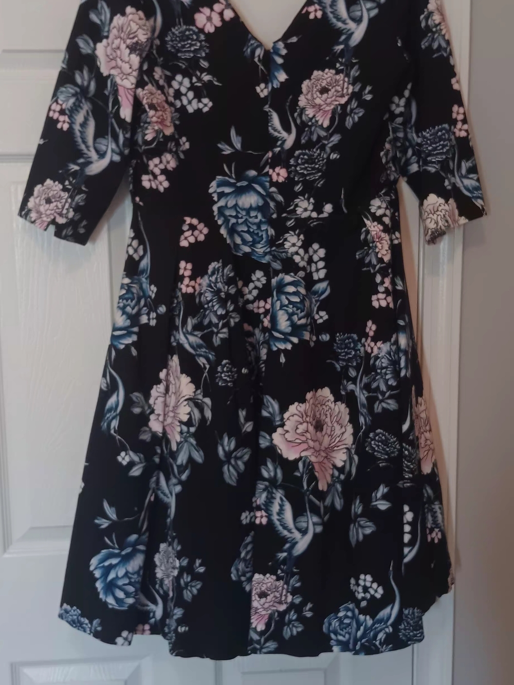 City Chic Navy Blue Dress with Pink and Blue Floral Pattern, Plus Size 14W